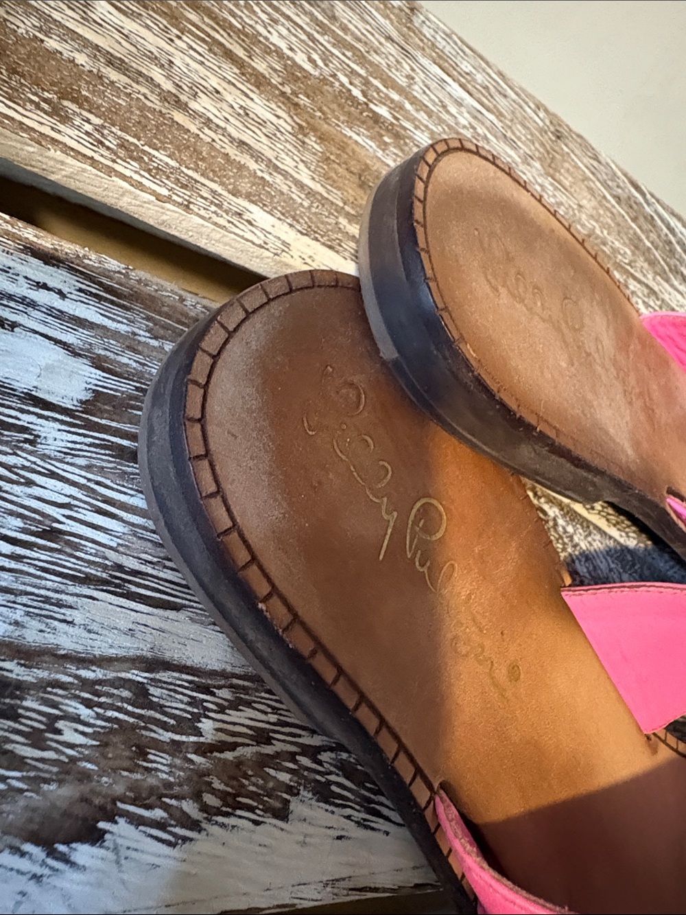 Lilly Pulitzer Pink Leather Thong Sandals - Picture 3 of 4